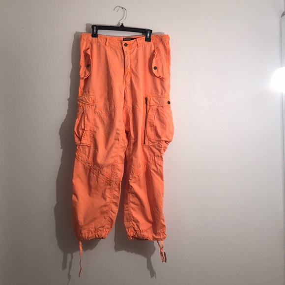 orange cargo joggers
